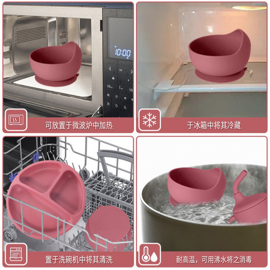 طقم إطعام الأطفال المصنوع من السيليكون عالي الجودة،