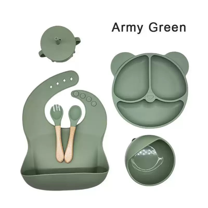 طقم إطعام الأطفال المصنوع من السيليكون عالي الجودة،